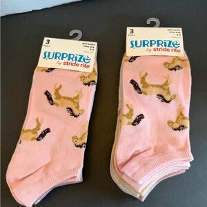 Surprize by Stride Rite Girls Pink Horse Print Socks - 6 Pair Set